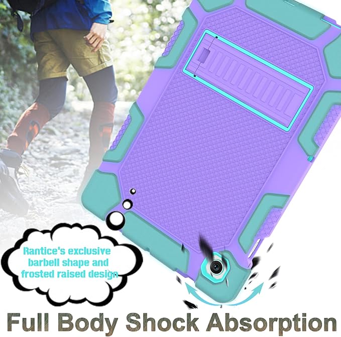 Rantice Galaxy Tab A8 Case with Kickstand, Hybrid Shockproof Rugged Cover for Samsung A8 Tablet, 10.5 Inch (SM-X200/X205/X207), Purple+Green