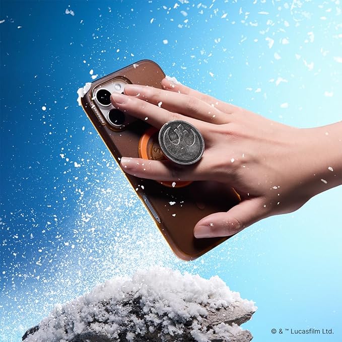 PopSockets Phone Grip for MagSafe with Kickstand, Magnetic Stand, Swappable Top, Secure Hold for iPhone MagSafe Cases, Phone & Tablet Grip, Starwars - Enamel Distressed Rebel Symbol