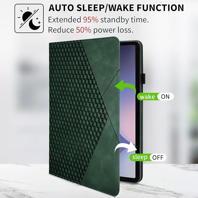 Case for Samsung Galaxy Tab S10 Plus 2024/ S9 FE Plus 5G 12.4 Inch 2023 with Pocket 360° Rotating Multi-Angle Stand Cover Auto Wake/Sleep PU Leather Business Folio Protective Cases, Green