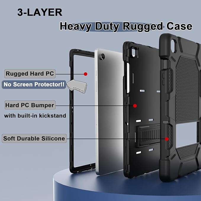 Rantice Case for Samsung Galaxy Tab A9+/A9 Plus 11", Heavy Duty Shockproof Rugged Protective Case with Kickstand for Galaxy Tab A9+/A9 Plus 11 Inch (SM-X210/X216/X218), Black