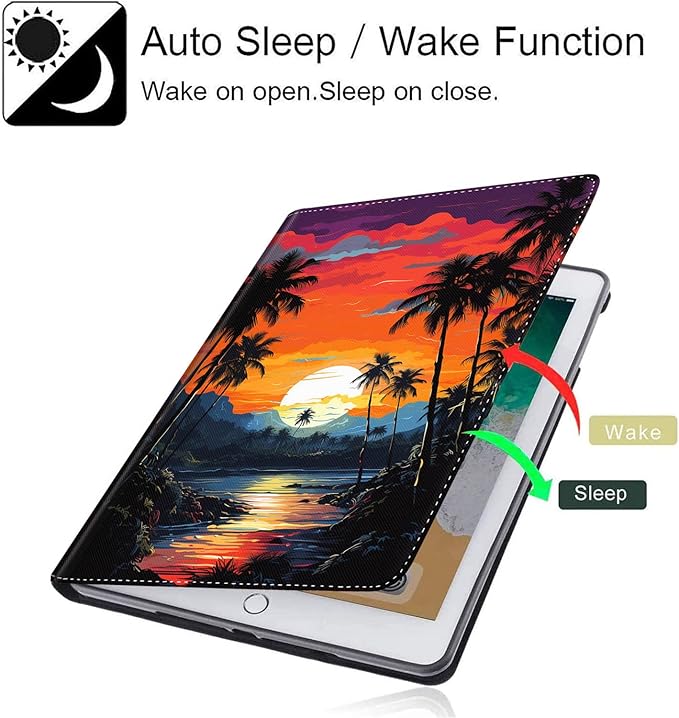 Case for Galaxy Tab A9 Plus ， Auto Sleep/Wake Multi-Angle Viewing Slim Folio Stand Cover for Samsung Galaxy Tab A9+/A9 Plus 11 Inch 2023 (SM-X210/X216/X218), Retro Beach Sunset