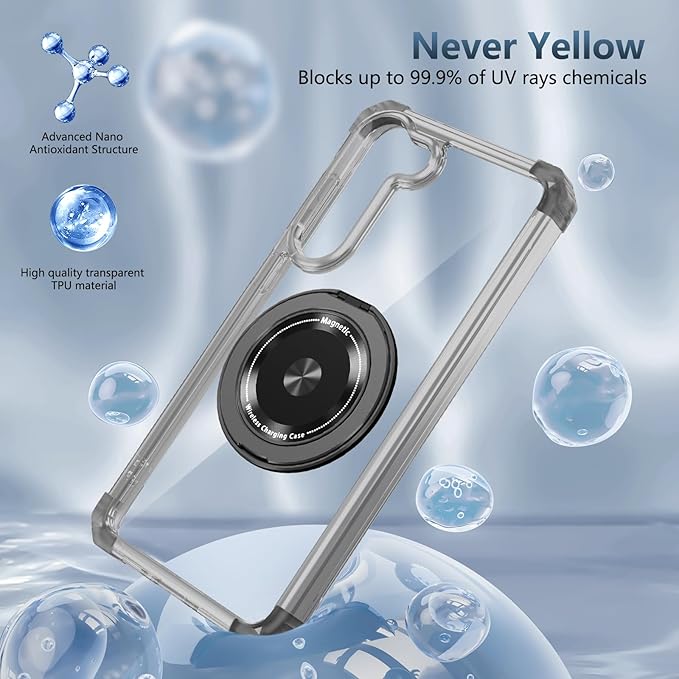 for Samsung Galaxy S22 Plus Case Magnetic Compatible with MagSafe with Screen Protector,for S22+Plus Phone Case with Kickstand Ring Military Grade Drop Heavy Duty Protection Shockproof Black