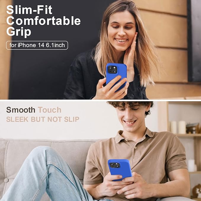 Vooii Compatible with iPhone 14 Case, [Anti-Scratch Microfiber Lining] [Soft Touch Premium Liquid Silicone], Ultra Slim Shockproof Protective Phone Case for iPhone 14 - Klein Blue