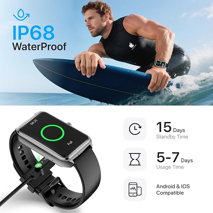 Fitness Tracker (Answer/Make Calls), Smart Watch with 24/7 Heart Rate, Blood Pressure, Sleep Tracking, 100+ Sport Modes, Calorie Step Counter for Walking IP68 Waterproof, Smart Watches for Women Men