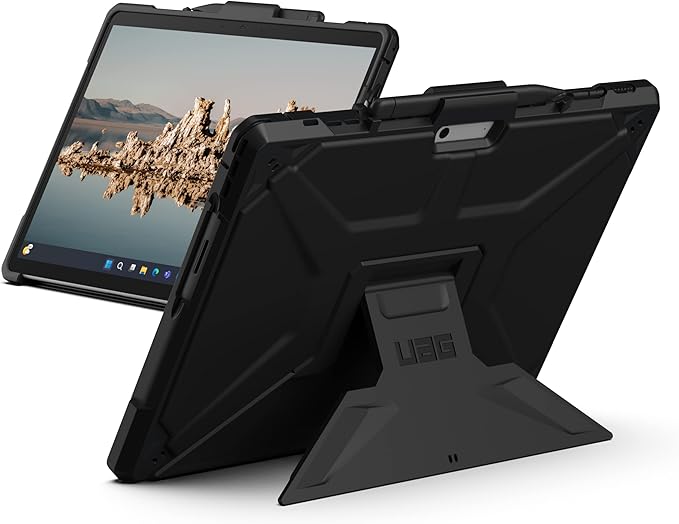 URBAN ARMOR GEAR UAG Designed for Microsoft Surface Pro 11/10/9 Case with Multi-angle Kickstand & Pen Holder Compatible with Type Cover Keyboard Rugged Protective Cover Heavy Duty, Metropolis SE Black