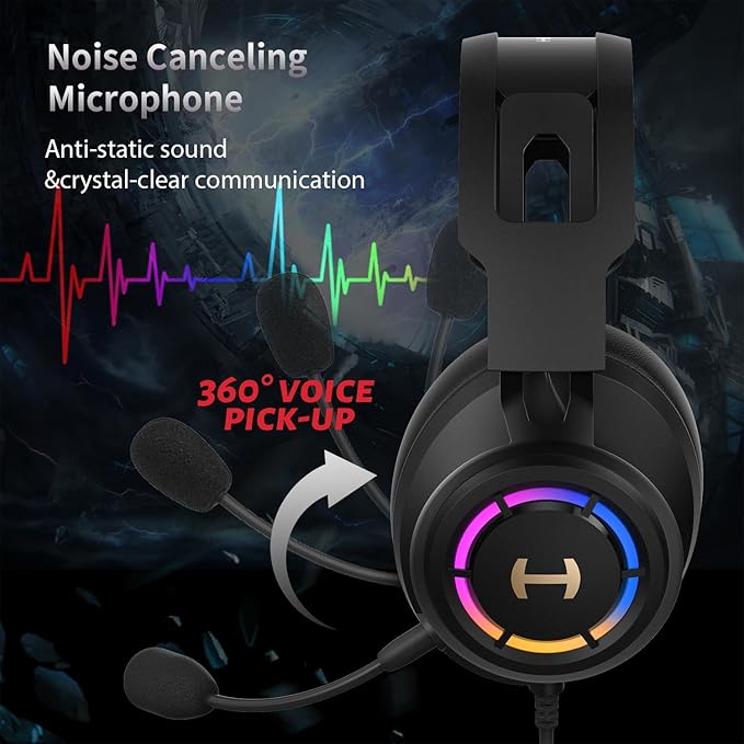 Edifier 7.1 Hi-Res Sound PC Gaming Headset Weird USB Over-Ear Headphone Noise Cancelling Mic RGB Light for PC PS4 Laptop Mac Desktop