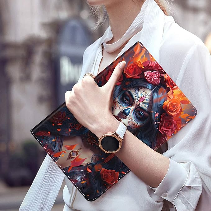 Case for Galaxy Tab A9 Plus ， Auto Sleep/Wake Multi-Angle Viewing Slim Folio Stand Cover for Samsung Galaxy Tab A9+/A9 Plus 11 Inch 2023 (SM-X210/X216/X218), Sugar Skull Girl