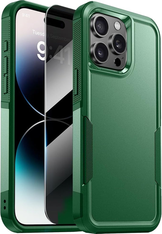 Diaclara Designed for iPhone 14 Pro Max Case, [with Privacy Screen Protector] [Anti Spy] [Military Grade Drop Protection] Heavy Duty Full-Body Shockproof Phone Case, Green