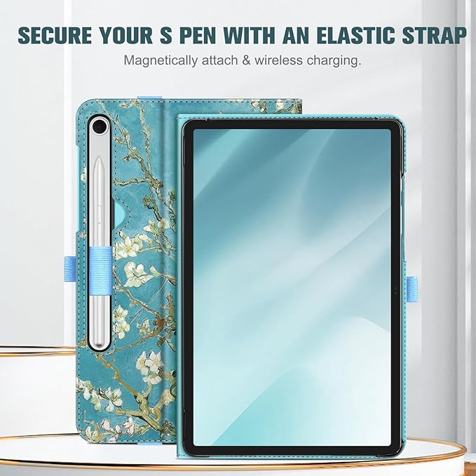 Fintie Case for Samsung Galaxy Tab S10 Lite/ S10 FE/ S9 FE 5G 10.9 Inch/Tab S9 11 Inch with S Pen Holder, Multi-Angle Viewing Protective Cover with Pocket, Auto Sleep/Wake, Blossom
