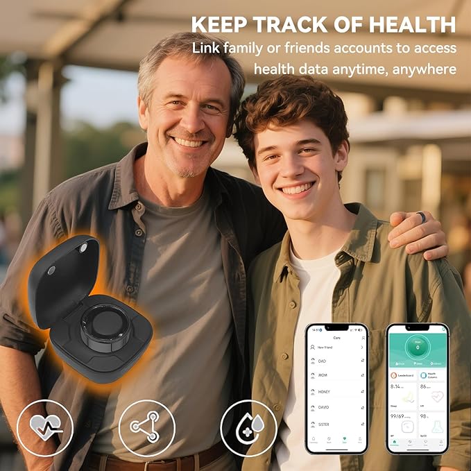 Smart Ring for Men Women with Black Charging Box, Bluetooth, Health Ring , IP68 Waterproof, Fitness Ring Tracks Heart Rate/Sleep/Steps/Sports Activities/Blood Oxygen,non-subscription app (Black, 12)