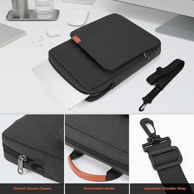 12.9-14 Inch Tablet Sleeve Shoulder Bag for 13 Inch New iPad Pro M4 & Air M2 M3 2025, 14" New MacBook Pro M3 Pro Max/ M3 M2 M1 Pro Max, Space Grey