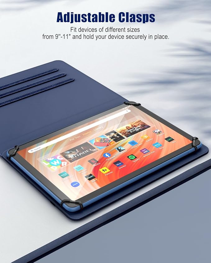 TiMOVO Universal Case for 9-11 Inch Tablet, 360 Degree Rotating Stand Protective Cover with Pen Pocket for 9 10 10.1 Inch Android Touchscreen Tablet, Dark Blue