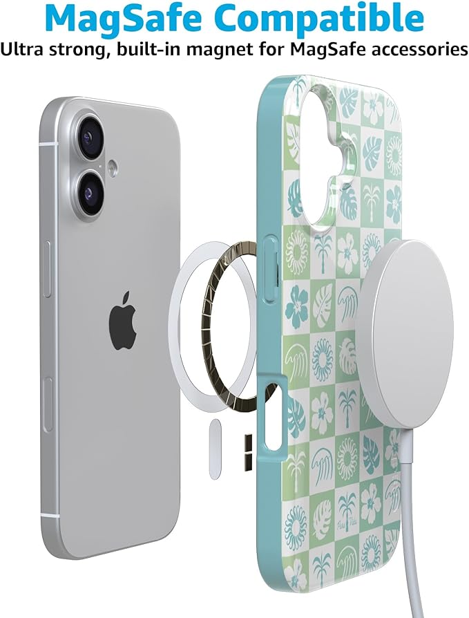 Casely iPhone 17 Case | Coastal Checkers | Pura Vida | Compatible with MagSafe | Classic Ultra Slim Design
