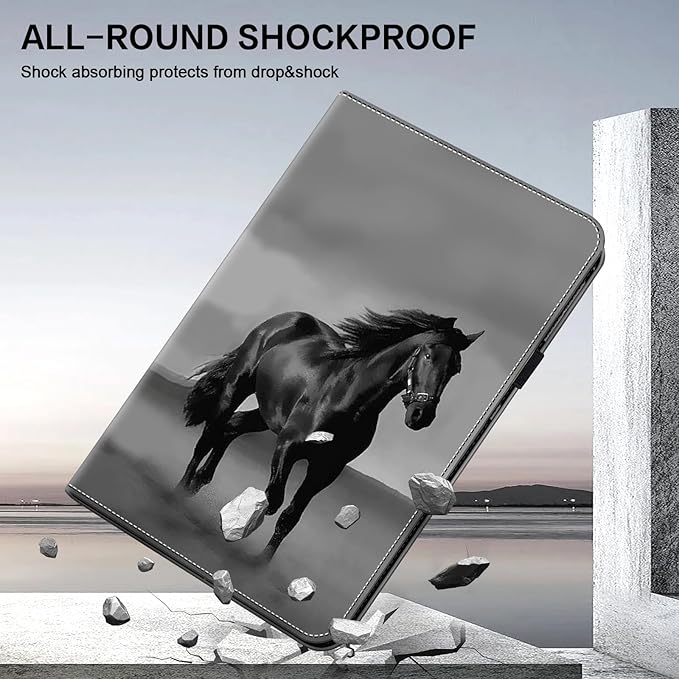 ALILANG Case for Lenovo Tab P12 12.7 inch 2023 (TB-370FUC) Tablet Cases, Ultra-Thin Lightweight Folio Shockproof Folding Stand Protector Cover for Lenovo Tab P12 -Black Horse