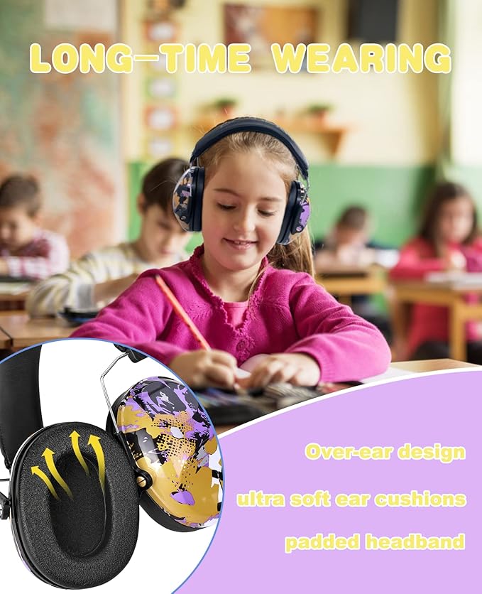 PROHEAR 032 Kids Ear Protection, NRR 25dB Childrens Earmuffs, Adjustable Headband Safety Ear Muffs for Sports Events, Concerts, Airports - Black