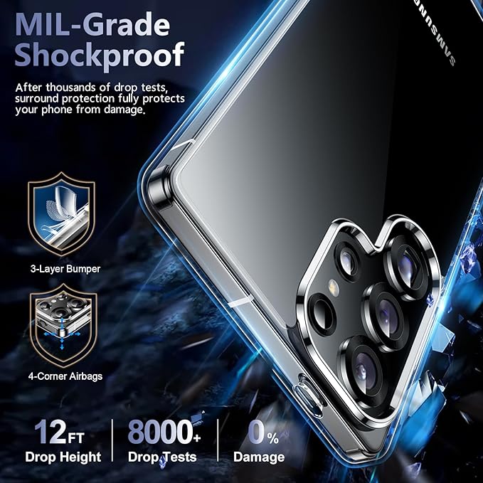 Red2Fire for Samsung Galaxy S25 Ultra Case Clear, [Non-Yellowing] [Slim Thin] [Military Grade Drop Protection] Lightweight Shockproof Protection Phone Case for S25 Ultra Case 6.9 inch, Clear