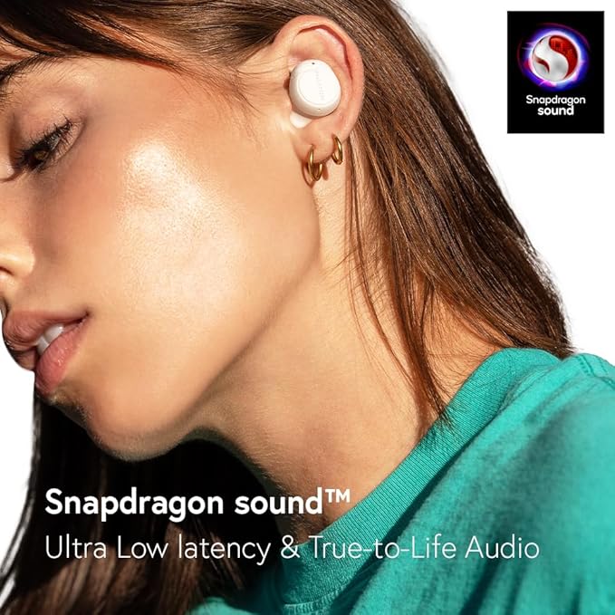 Phiaton Bonobuds Plus Digital Hybrid Active Noise Cancelling True Wireless Earbuds with Qualcomm Snapdragon Sound (Floral White)