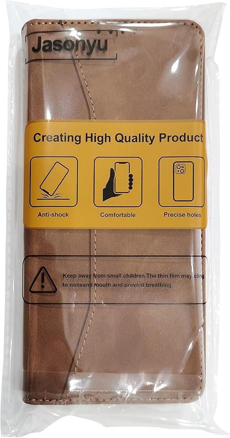 Jasonyu Flip Wallet Case for iPhone 13 Pro Max,Leather Magnetic Folio Cover with Card Holder,Kickstand - TPU Shockproof Durable Protective Phone Case,Brown