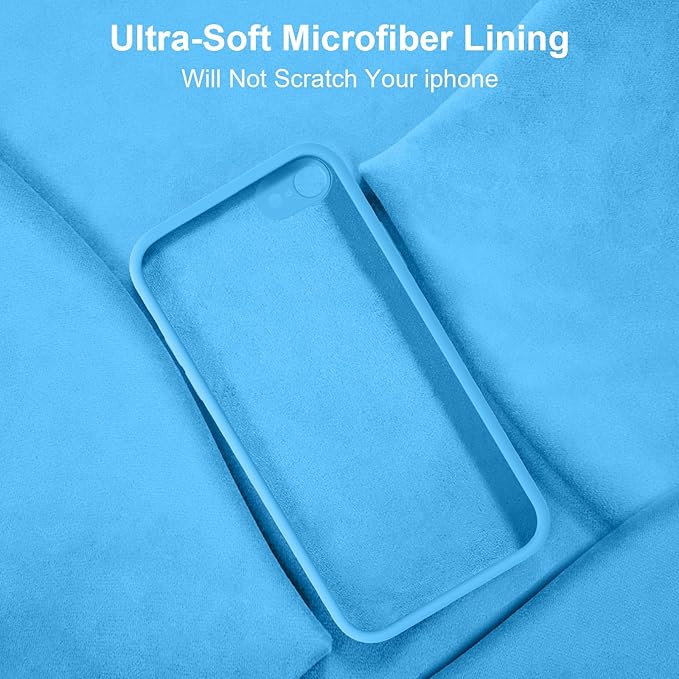 Vooii for iPhone SE Case 2022/3rd/2020,iPhone 8/7 Case, Upgraded Liquid Silicone with [Flat Edges] [Camera Protection] [Soft Anti-Scratch Microfiber Lining] Phone Case for iPhone SE - Blue