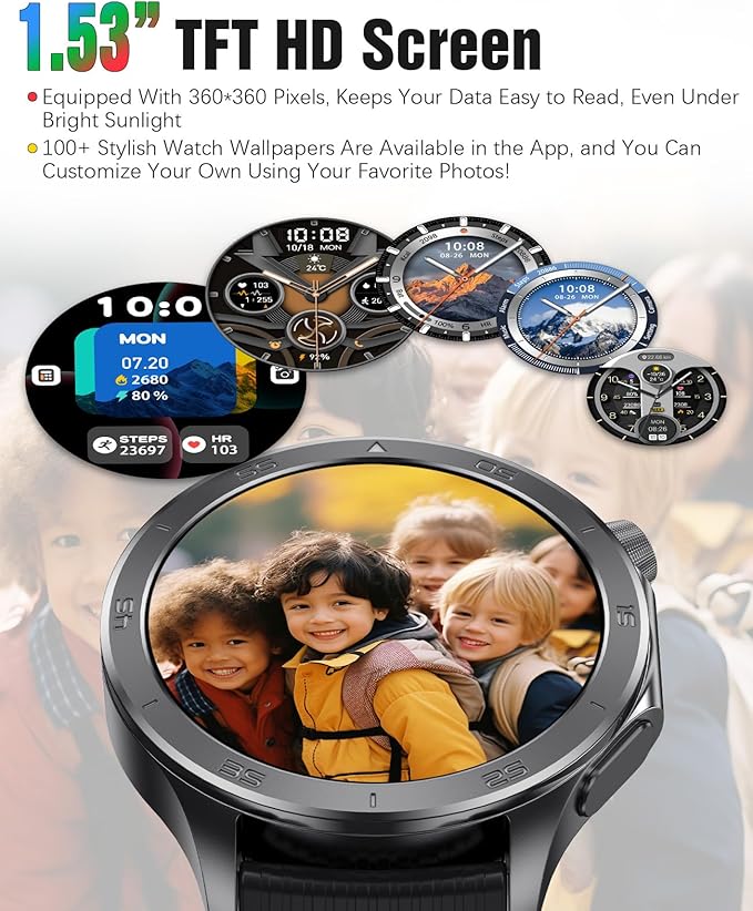 Smart Watch for Men, GPS Sports Mens Smartwatch, 1.53" HD Screen IP67 Waterproof, Answer/Make Call, Heart Rate Monitor, Sleep Tracking, Fitness Tracker, Compatible for Android iOS (Black X2Max)