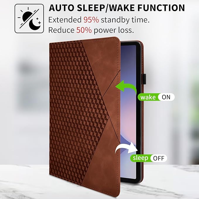 Case for Samsung Galaxy Tab S10 Plus 2024/ S9 FE Plus 5G 12.4 Inch 2023 with Pocket 360° Rotating Multi-Angle Stand Cover Auto Wake/Sleep PU Leather Business Folio Protective Cases, Brown