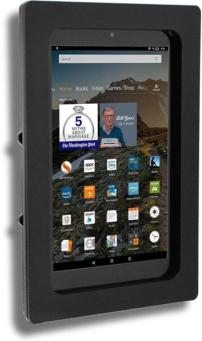TABcare Security Anti-Theft Acrylic VESA Enclosure for Amazon Fire 7 2015 2017 2019 with Free Wall Mount Kit (Black, Fire 7)