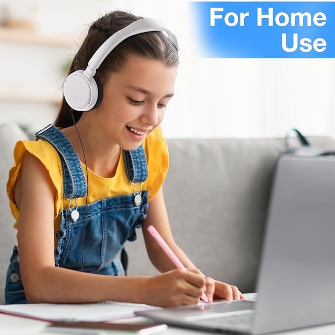 Yunsailing 18 Pack Classroom Headphones Bulk Student Wired Class Headphones Set for Kids School with Individually Wrapped Adjustable Over Ear Head Earbuds(White)