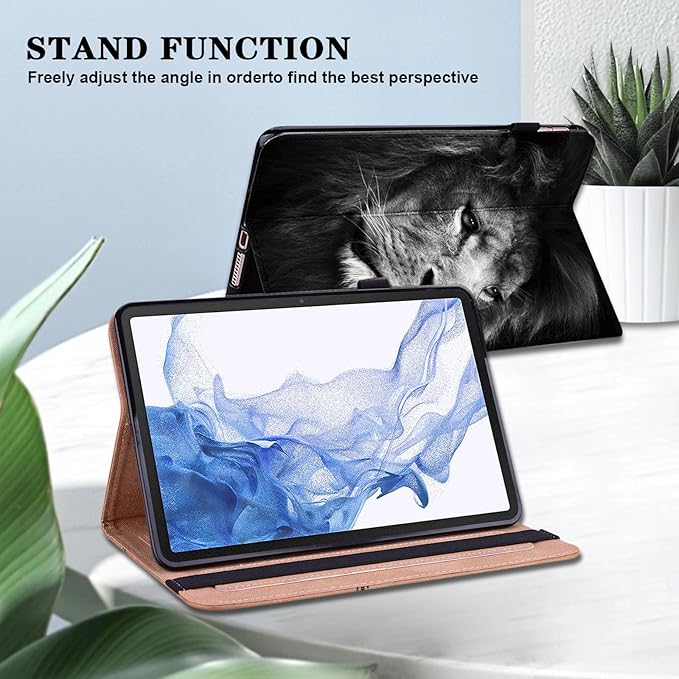 Case for Lenovo Tab M11 2024 11 inch,PU Leather Stand Flip Cover with Card Solts Elastic Band for Lenovo Tab M11 Tablet - Lion