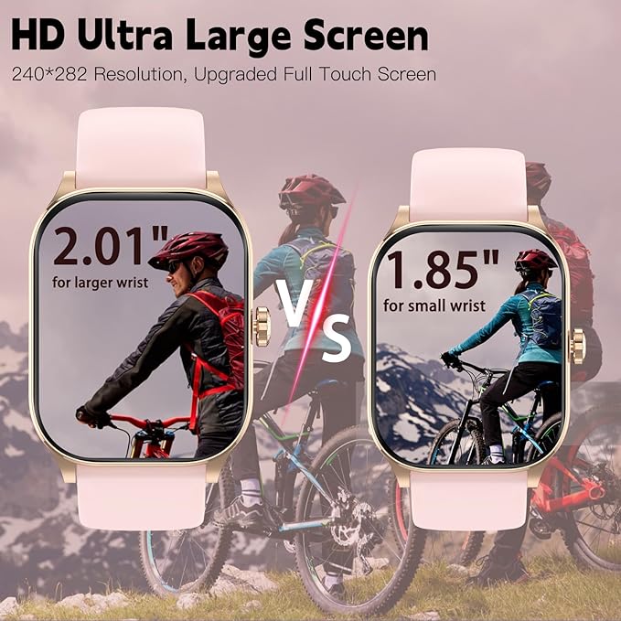 Smart Watch for Women Men(Answer/Make Call), Smartwatches with Heart Rate/SpO2/Sleep/Stress Monitor, IP68 Waterproof Activity Tracker for Android iPhone, 100+ Sports Fitness Watches (Pink, 2.01“)