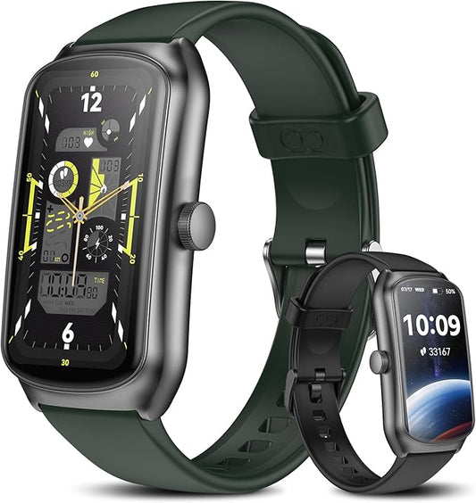 Fitness Trackers Android iOS Compatible, AMOLED Smart Watches with Heart Rate/Waterproof/Sleep/Pedometer Monitor (Green, Moderate)