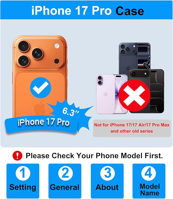 for iPhone 17 Pro Phone Case Wallet, Card Holder (4-5 Cards), Slide Camera Cover, Military Grade Protection, Rugged Hard Women Girly Men Protective Case for iPhone17 Pro 6.3", Rose Gold