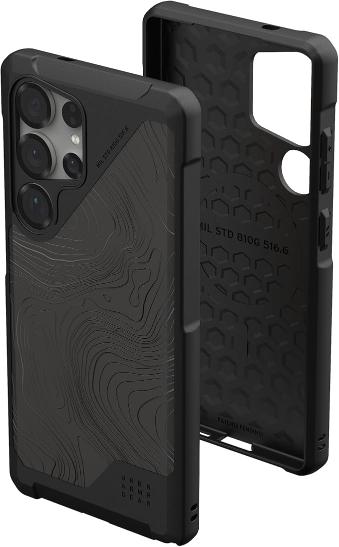 URBAN ARMOR GEAR UAG Designed for Samsung Galaxy S25 Ultra Case 6.9" Metropolis LT - Compatible with Magnetic Charging Impact-Resistant Rugged Military Drop Tested Protective Cover, Topography Black