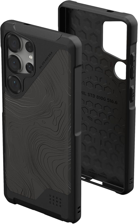 URBAN ARMOR GEAR UAG Designed for Samsung Galaxy S25 Ultra Case 6.9" Metropolis LT - Compatible with Magnetic Charging Impact-Resistant Rugged Military Drop Tested Protective Cover, Topography Black