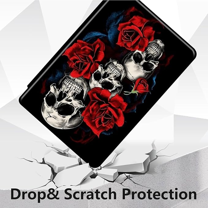 Case for Lenovo Tab M10 Plus 10.3", 360 Degree Rotating Folding Stand,with Auto Sleep/Wake Case for Lenovo Tab M10 Plus (2020 2nd Gen) TB-X606F/TB-X606X 10.3" FHD Tablet,Floral Flower Rose Skull