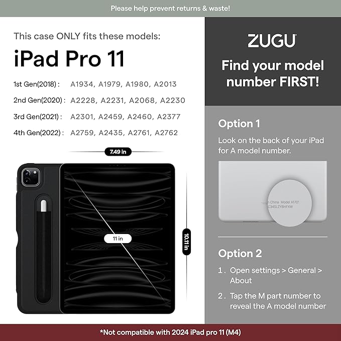 ZUGU Case iPad Pro 11 Inch Case, 1st/2nd/3rd/4th Generation 2018/2020/2021/2022, Slim Protective Cover, Wireless Apple Pencil Charging, Convenient Magnetic Stand. Sleep/Wake Cover, Berry Purple