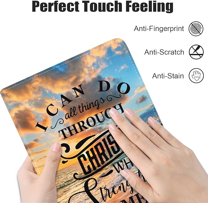 Case for Samsung Galaxy Tab A7 10.4 inch 2022/2020 (SM-T500/T503/T505/T507/T509), Premium PU Leather Stand Folio Cover with Auto Sleep/Wake, Sunset Beach Quote Bible Verse Phil 4-13