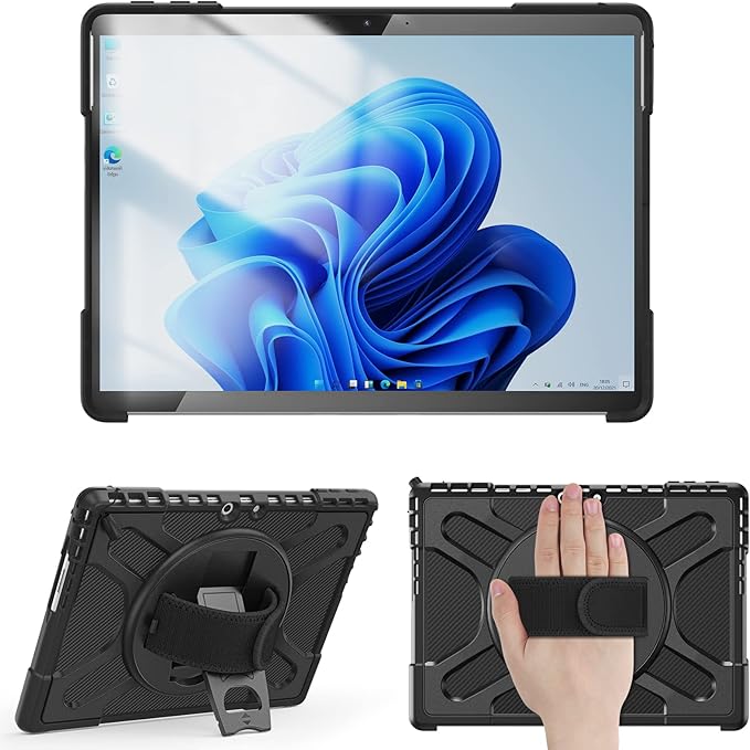ZenRich Rugged Case for Microsoft Surface Pro 11/10/ 9 (13-inch, 2024/2022), Shockproof Case for Surface Pro 11/10/ 9 with 360°Rotating Kickstand & Hand Strap, Compatible with Type Cover Keyboard