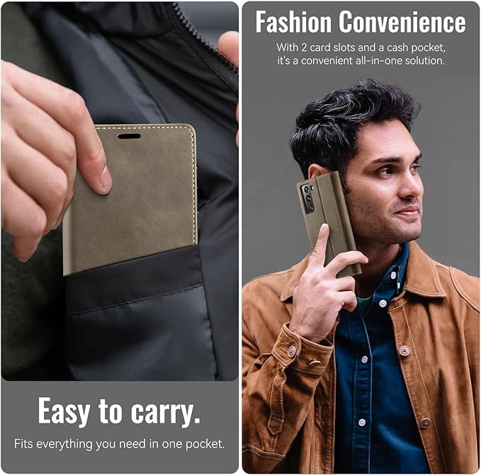 Wallet Case for Samsung Galaxy S21 Plus Leather Wallet Flip Cover with Card Holder, Kickstand, Magnetic Closure, RFID Blocking TPU Shockproof Phone Case Compatible with S21 Plus, Coffee