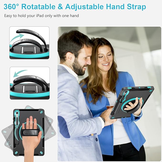 Case for Galaxy Tab S10 Lite &S10 FE S9 FE 10.9"/S9 11 Inch: TPU Cover for Samstng Tablet S10 FE/ 2025/ S9 FE & S9 2023 5G with Screen Protector- Stand- Handle-Shoulder Strap-S-Pen Holder-Mint Green