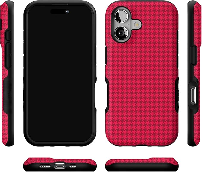 Casely iPhone 17 Case | Best Dressed | Red Houndstooth | Bold Protective Design | Compatible with MagSafe