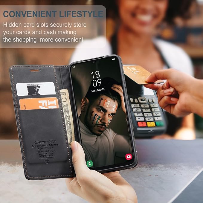 for Samsung Galaxy A13 4G/5G Case, Flip Wallet Leather Case with Card Holder Magnetic Closure Shockproof Kickstand Protective Phone Cases Cover for Samsung Galaxy A04s,Black