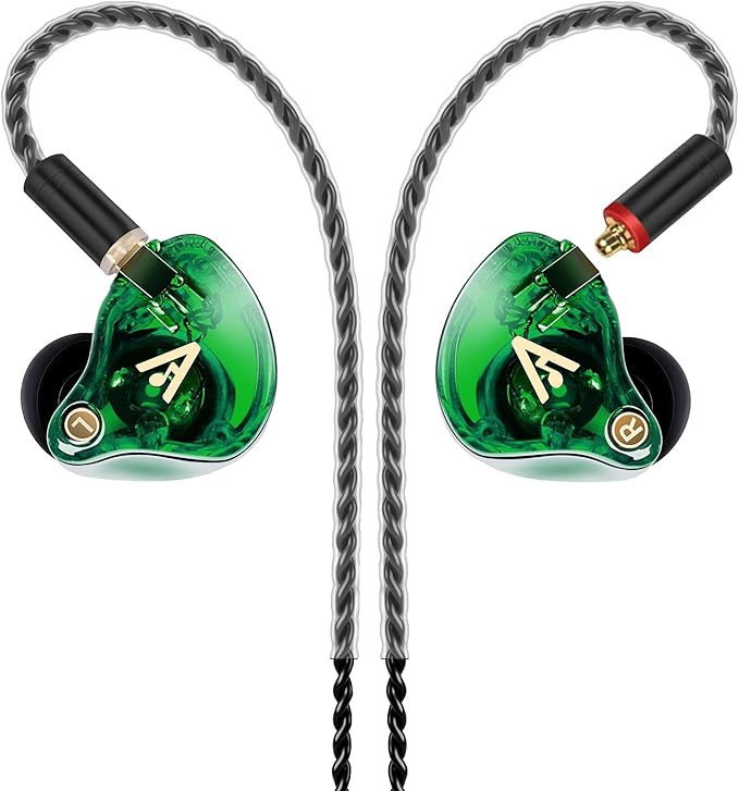 Vibes 202 Wired Earbuds - HiFi in Ear Monitor Headphones - Professional Noise-Isolating Ear Buds - Clear Sound, Deep Bass & Comfort-Fit IEM Earphones - MMCX to 3.5mm, Silver Plated Cord, Carrying Case