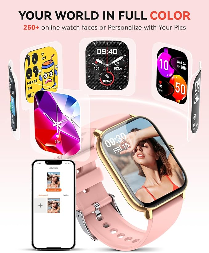 Smart Watch for Women Men, Bluetooth Call, 1.91'' HD Full Touchscreen Fitness Step Tracker Watch for Android iPhone Compatible, IP68 Waterproof Smartwatch With Sleep Monitor/Activity Tracker/Pedometer