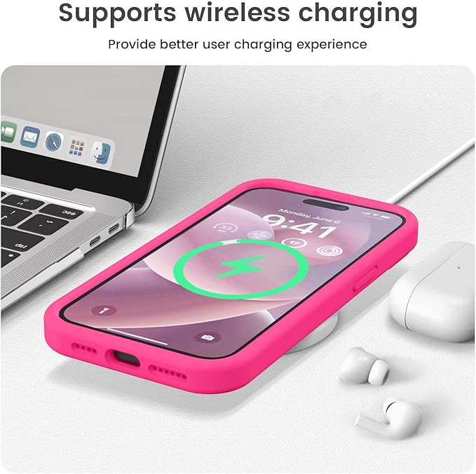 Vooii Compatible with iPhone 15 Pro Max Case, Upgraded Premium Silicone, [Camera Protection] [Soft Anti-Scratch Microfiber Lining] Shockproof Phone Case for iPhone 15 Pro Max 6.7 inch - Hot Pink