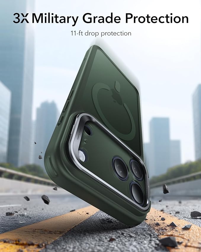 ESR for iPhone 17 Pro Case with Stand, Camera Control Cover Compatible with MagSafe, Military-Grade Drop Protection Magnetic Phone Case for iPhone 17 Pro, Scratch-Resistant Back Cover, Frosted Green