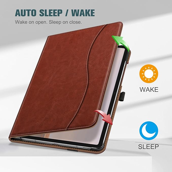 Fintie Case for Samsung Galaxy Tab S10 Lite/ S10 FE/ S9 FE 5G 10.9 Inch/Tab S9 11 Inch with S Pen Holder, Multi-Angle Viewing Protective Cover with Pocket, Auto Sleep/Wake, Brown