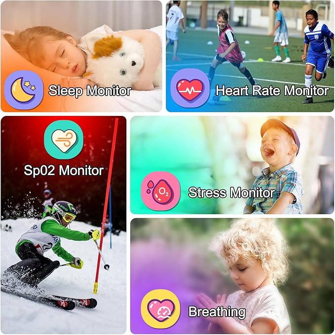 Smart Watch for Kids, 1.85" Fitness Tracker with Heart Rate, Sleep Monitor, IP68 Waterproof Smartwatches with Video Music, Pedometer, Game, NO APP/Phone, Gift for Boys Girls. (Built-in AI, Silver)