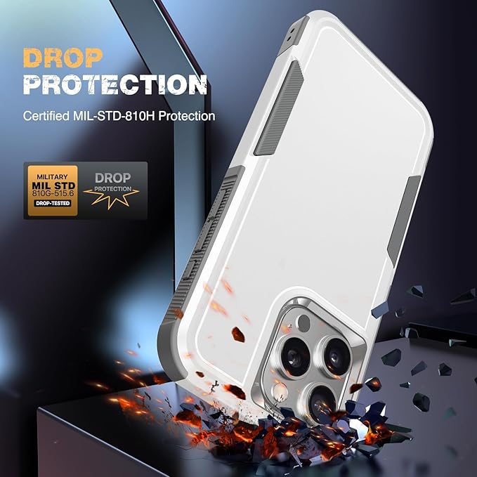 Diaclara Designed for iPhone 12 Pro Max Case, [with Privacy Screen Protector] [Anti Spy] [Military Grade Drop Protection] Heavy Duty Full-Body Shockproof Phone Case, White