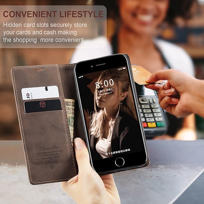 for iPhone 6 / 6S Case, Flip Wallet Leather Case with Card Holder Magnetic Closure Shockproof Kickstand Protective Phone Cases Cover for iPhone 6S,Coffee