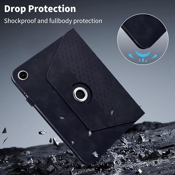 Case for Samsung Galaxy Tab A9 Plus 11" 2023 (SM-X210/X216/X218),360 Degree Rotating PU Leather Folio Protective Case with Auto Sleep/Wake,Card Holder&Shoulder Strap for Woman Man,Black